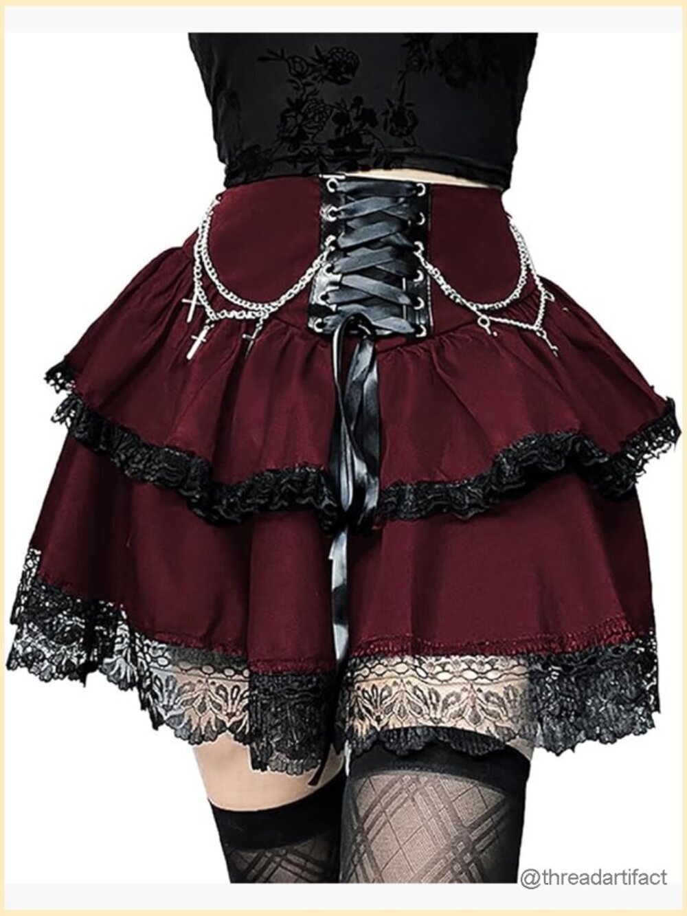 High Waisted Gothic Pleated Mini Skirt Punk Grunge Lolita